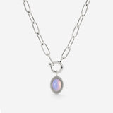 Opaline Oval Links Necklace Set Silver