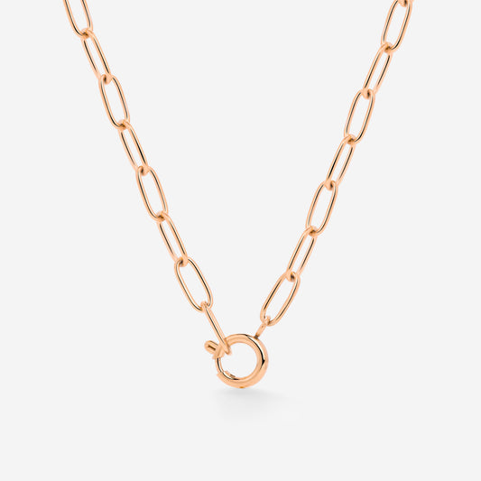 Oval Links Charm Necklace Rose Gold