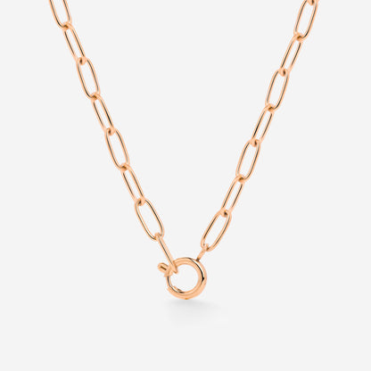 Oval Links Charm Necklace Rose Gold