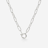 Oval Links Charm Necklace Silver