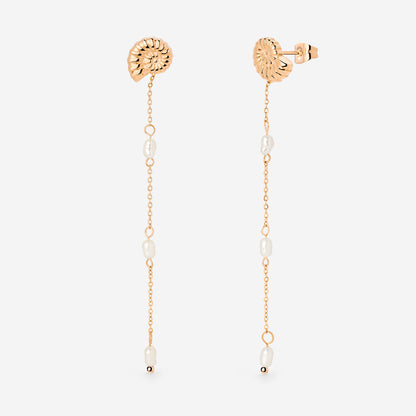 Siren's Spell Pearl Drop Earrings Rose Gold
