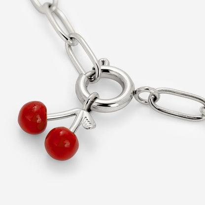 Very Cherry Oval Links Necklace Set Silver