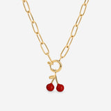 Very Cherry Oval Links Necklace Set Gold