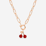 Very Cherry Oval Links Necklace Set Rose Gold
