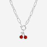 Very Cherry Oval Links Necklace Set Silver