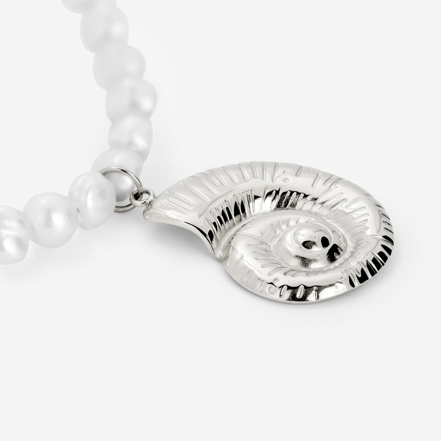 Ammonite Pearl Necklace Silver