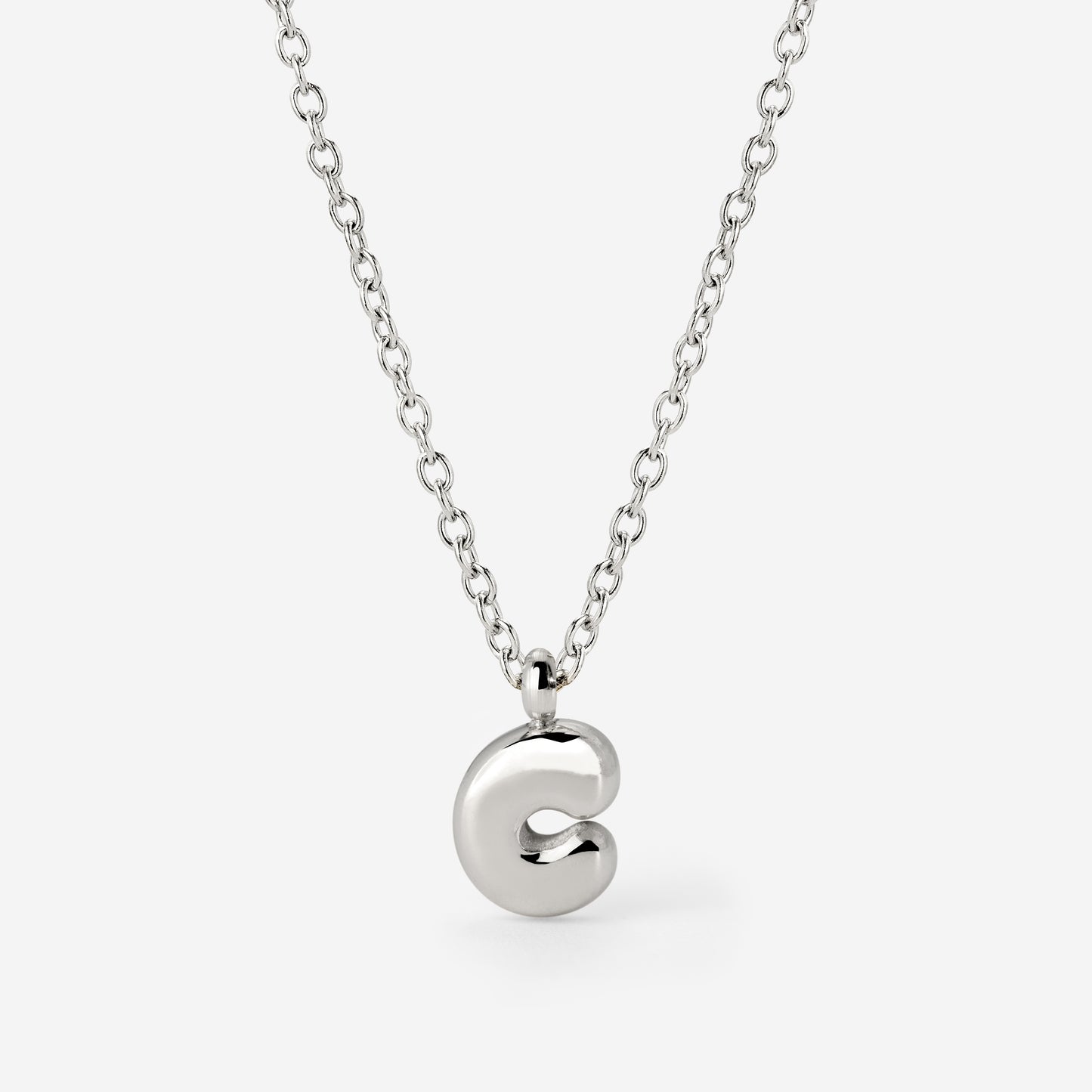 Bubble Letter Necklace Silver