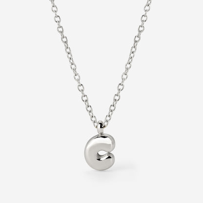 Bubble Letter Necklace Silver
