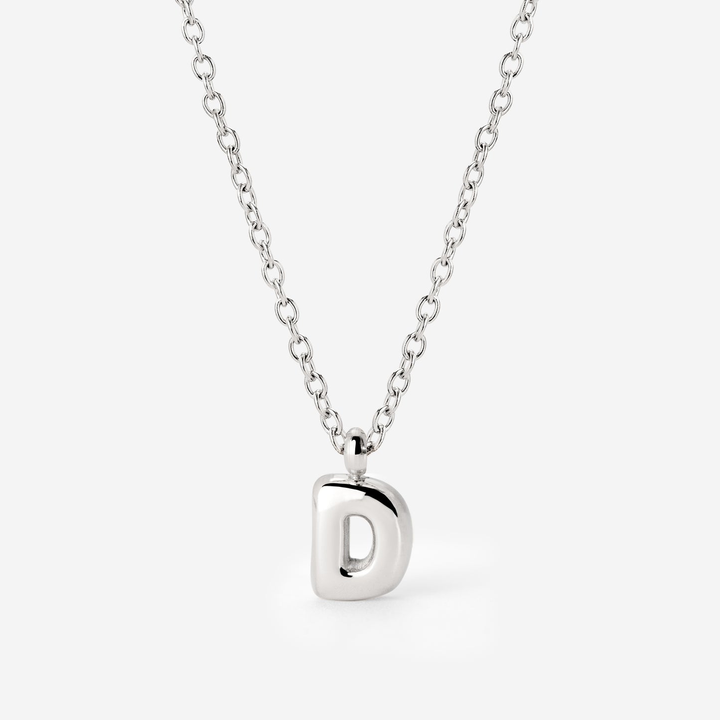 Bubble Letter Necklace Silver