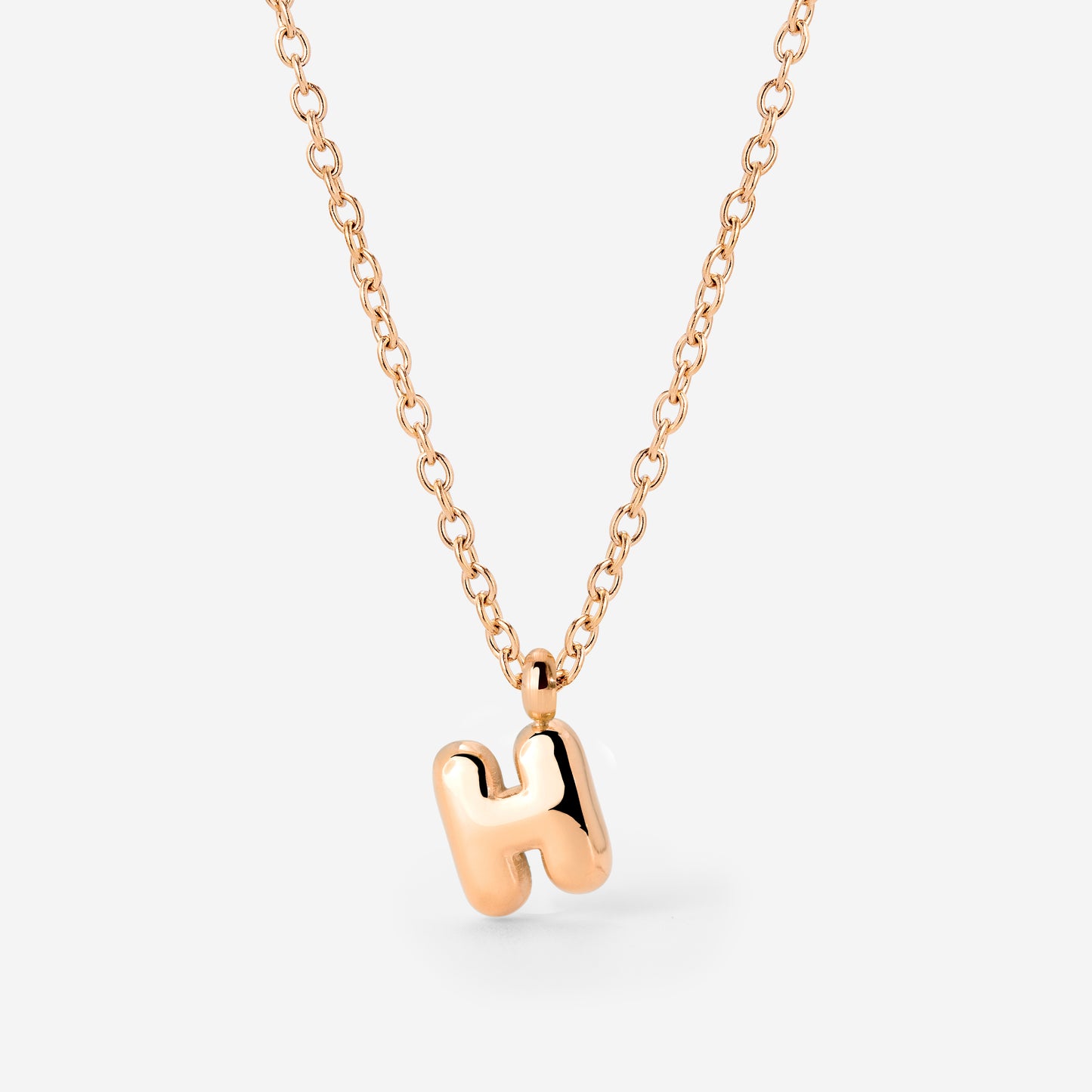 Bubble Letter Necklace Rose Gold