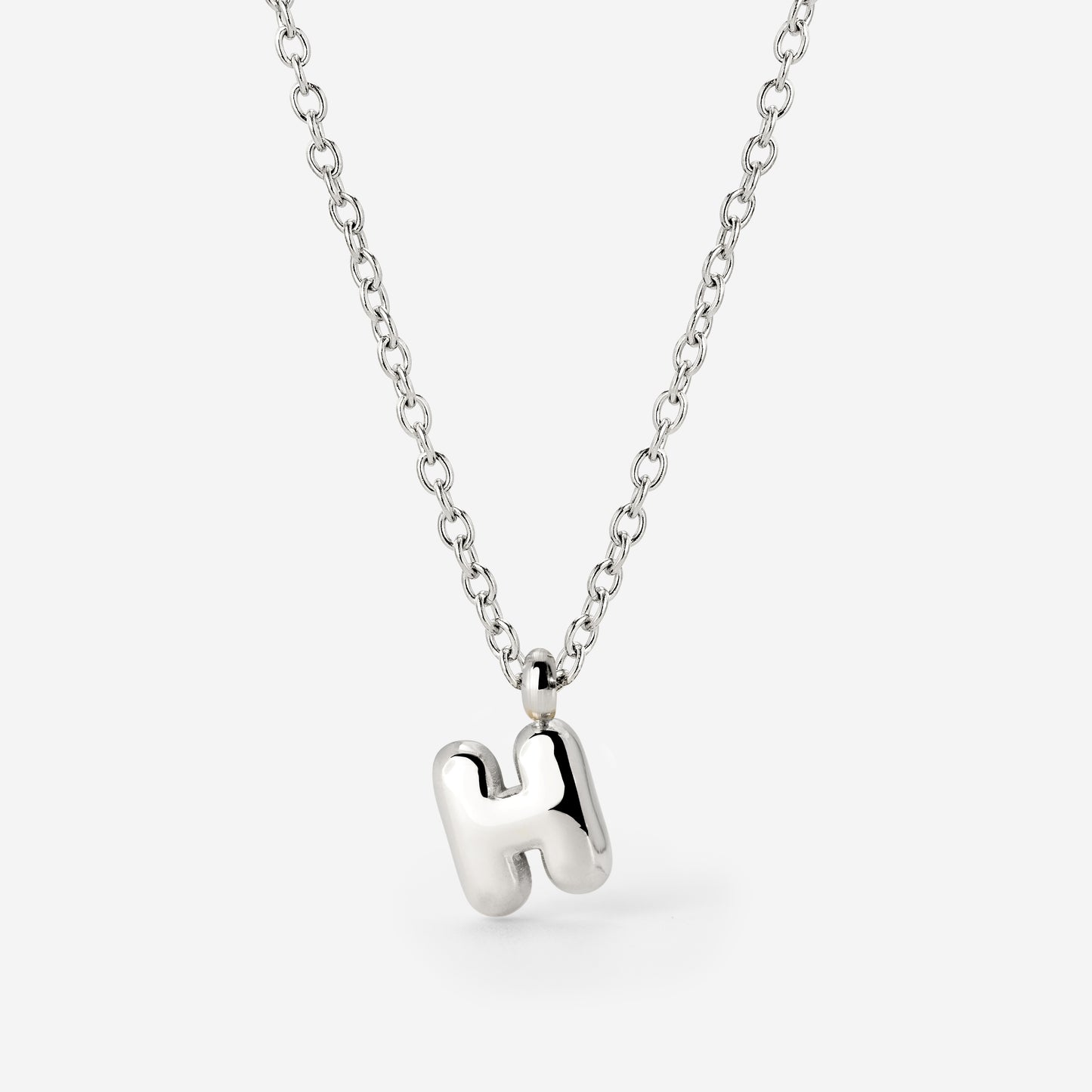 Bubble Letter Necklace Silver