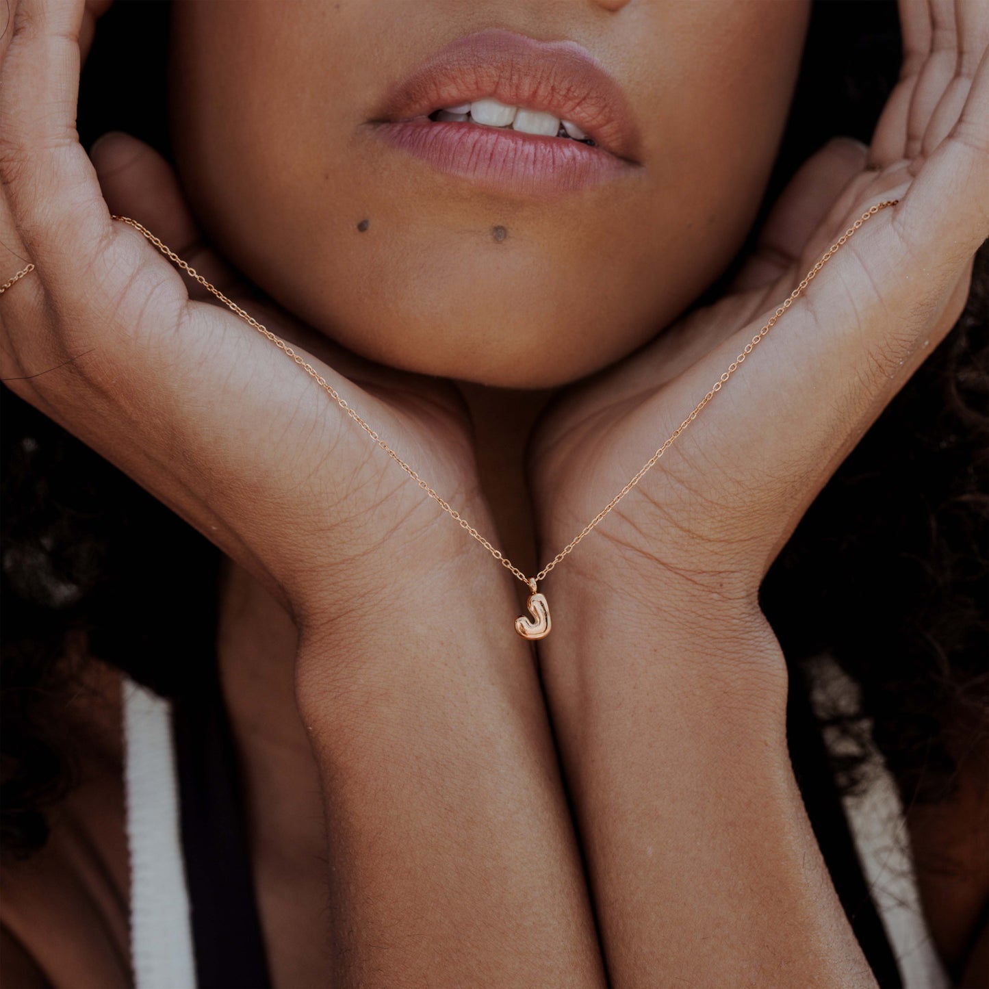 Bubble Letter Necklace Rose Gold