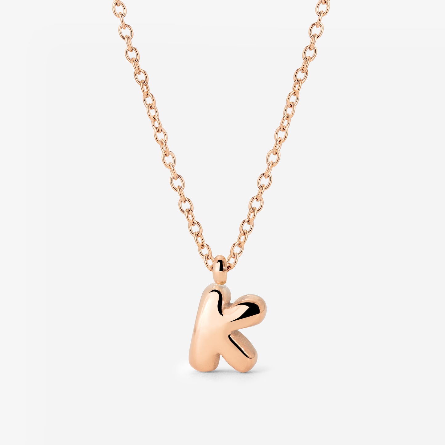 Bubble Letter Necklace Rose Gold