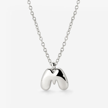 Bubble Letter Necklace Silver