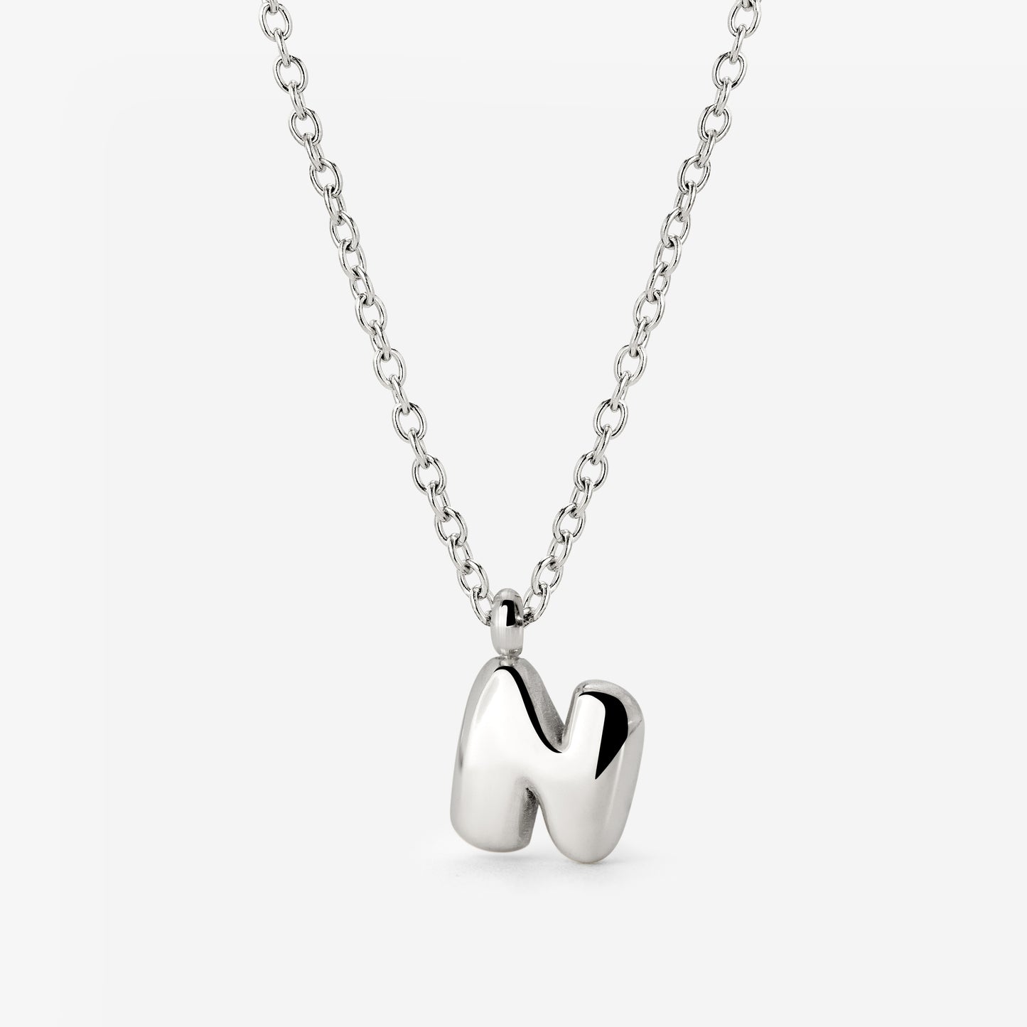Bubble Letter Necklace Silver