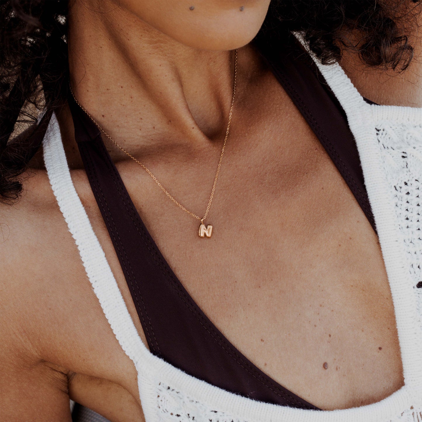 Bubble Letter Necklace Rose Gold
