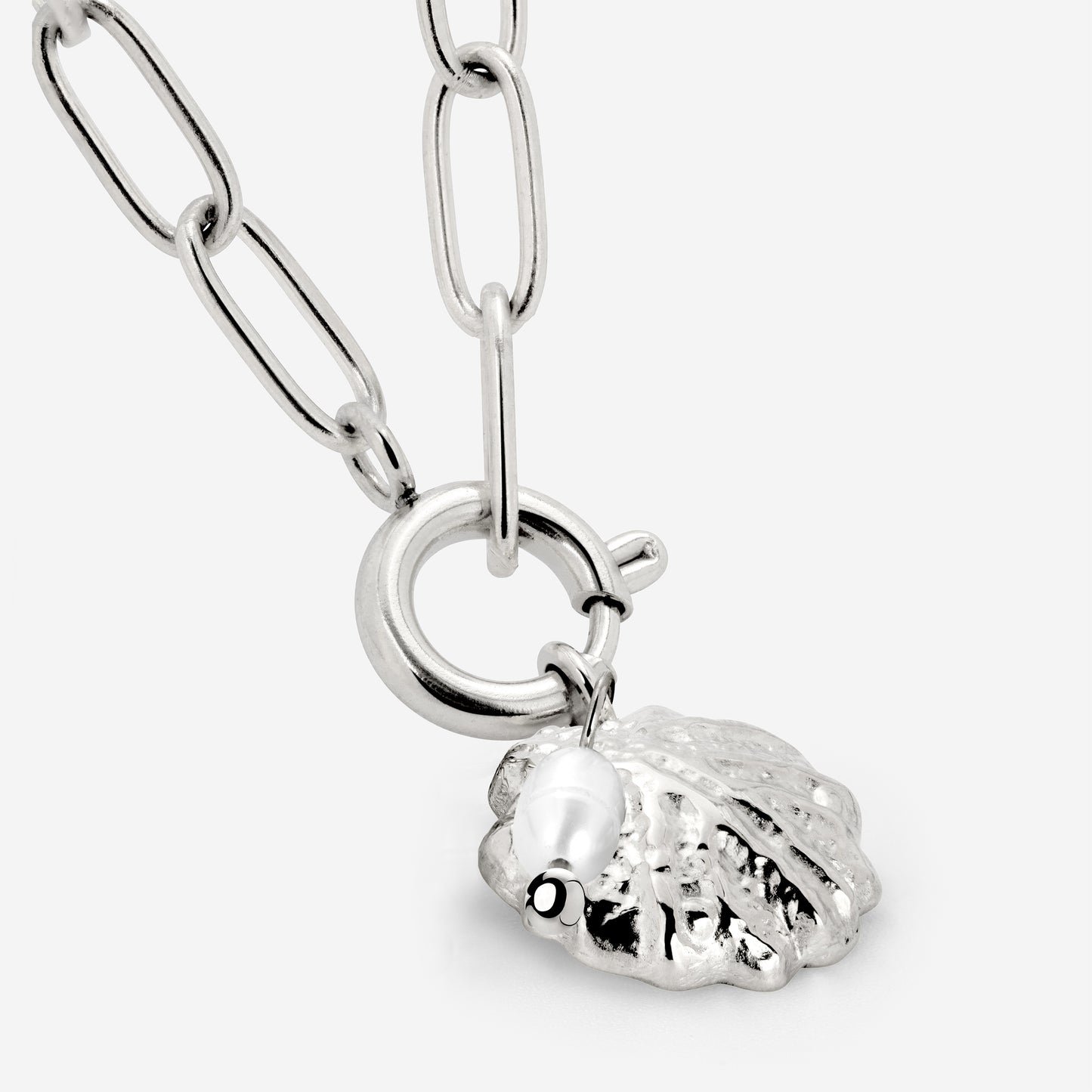 Ocean Lovers Oval Links Necklace Set Silver