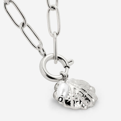 Ocean Lovers Oval Links Necklace Set Silver