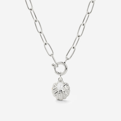 Ocean Lovers Oval Links Necklace Set Silver