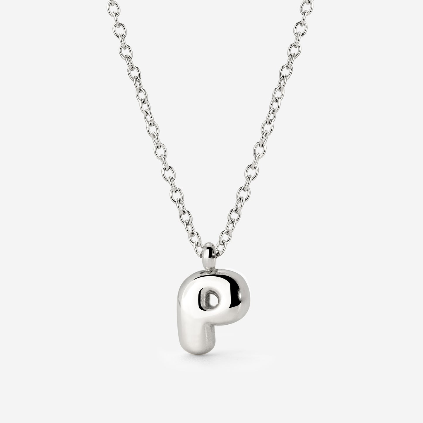 Bubble Letter Necklace Silver