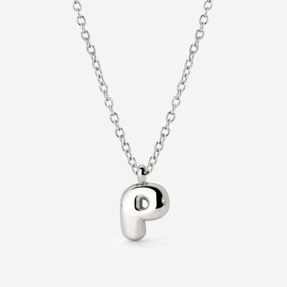 Bubble Letter Necklace Silver