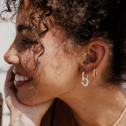 Pearly Donut Hoop Set Rose Gold