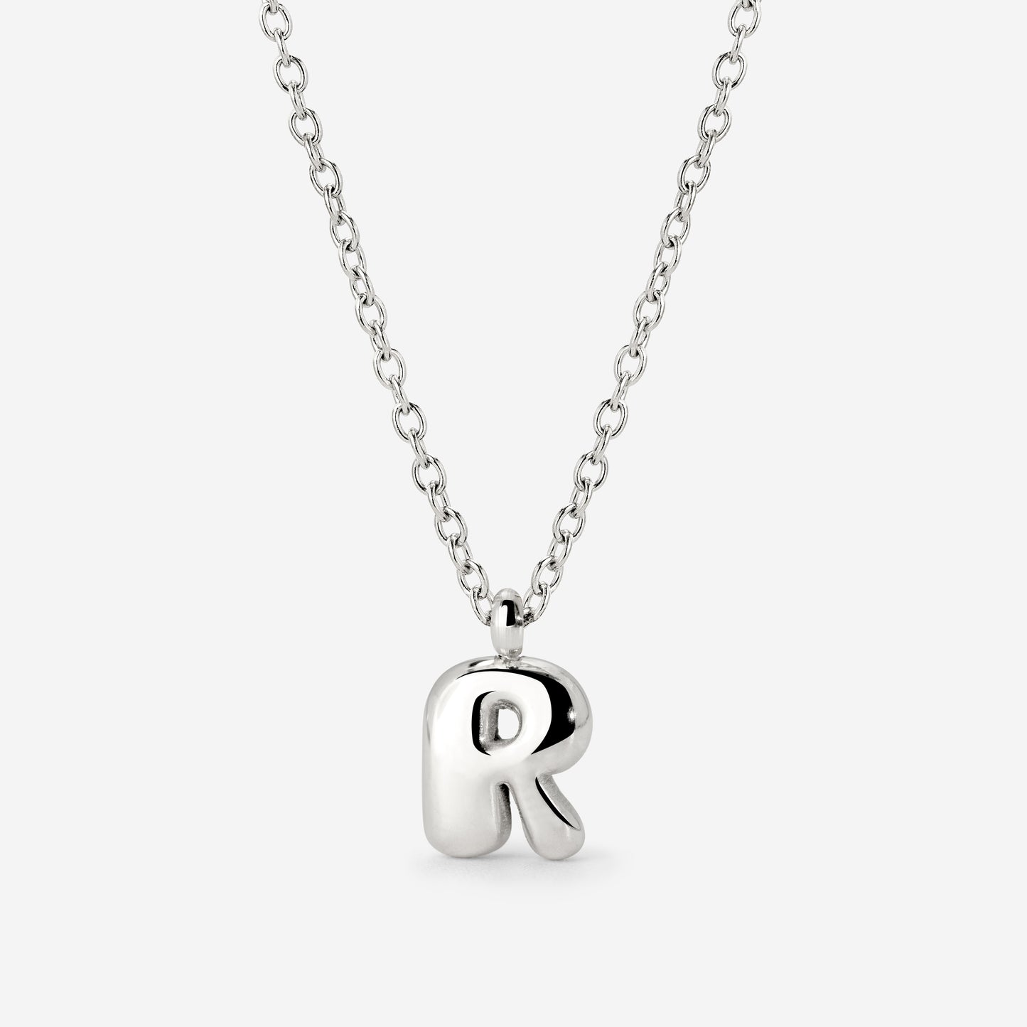 Bubble Letter Necklace Silver
