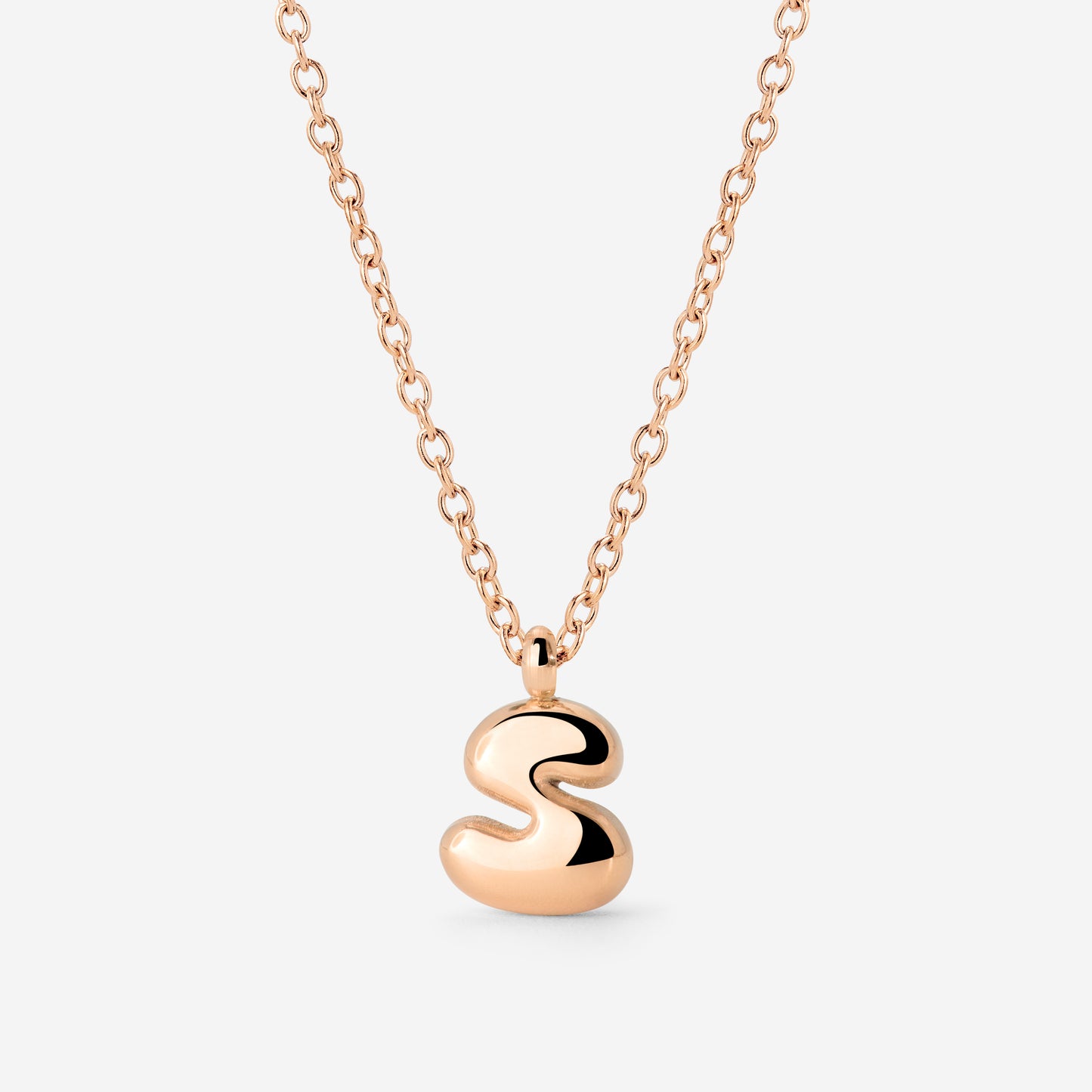 Bubble Letter Necklace Rose Gold
