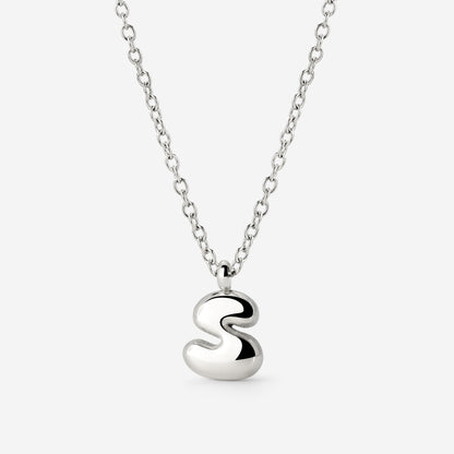Bubble Letter Necklace Silver