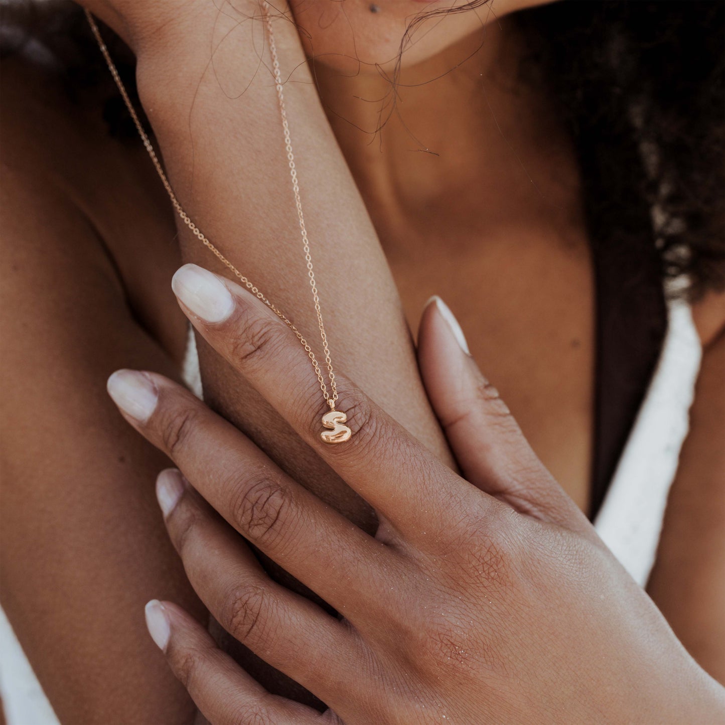 Bubble Letter Necklace Rose Gold