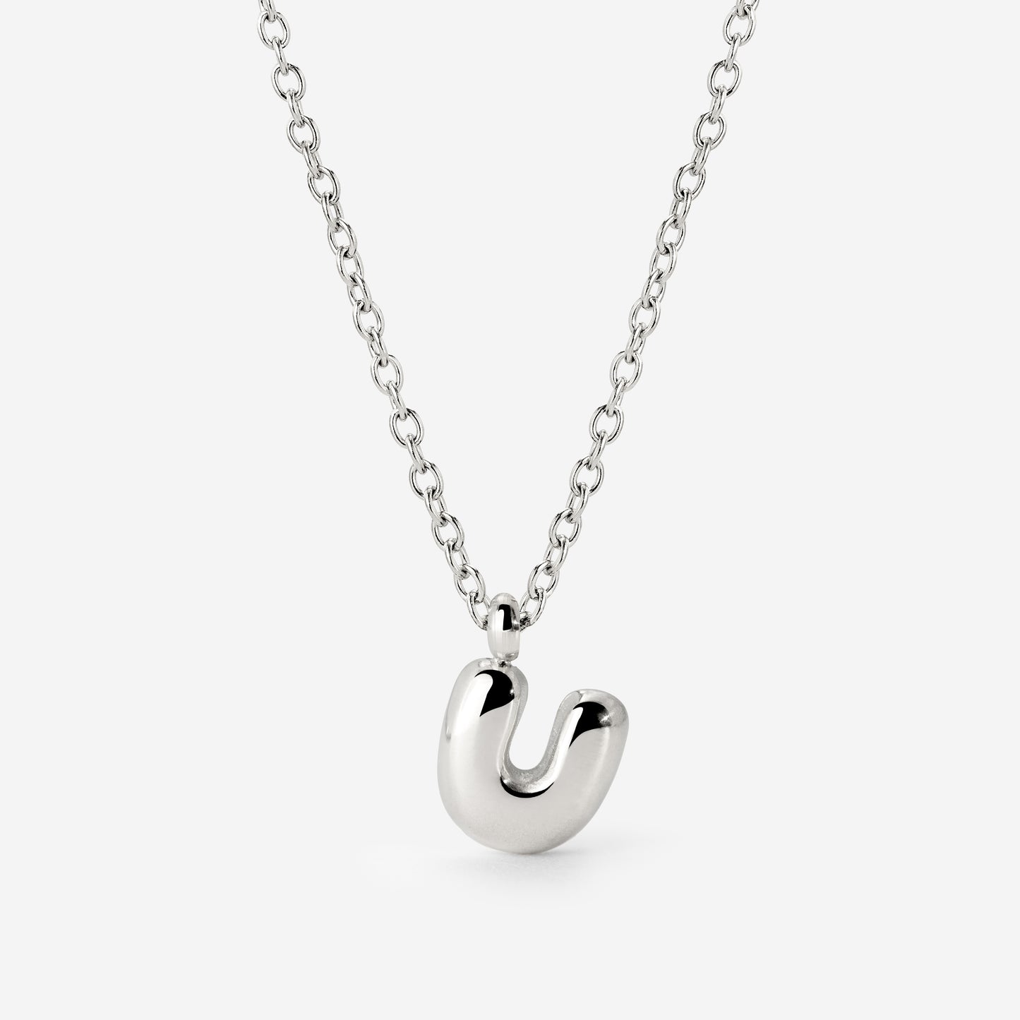 Bubble Letter Necklace Silver