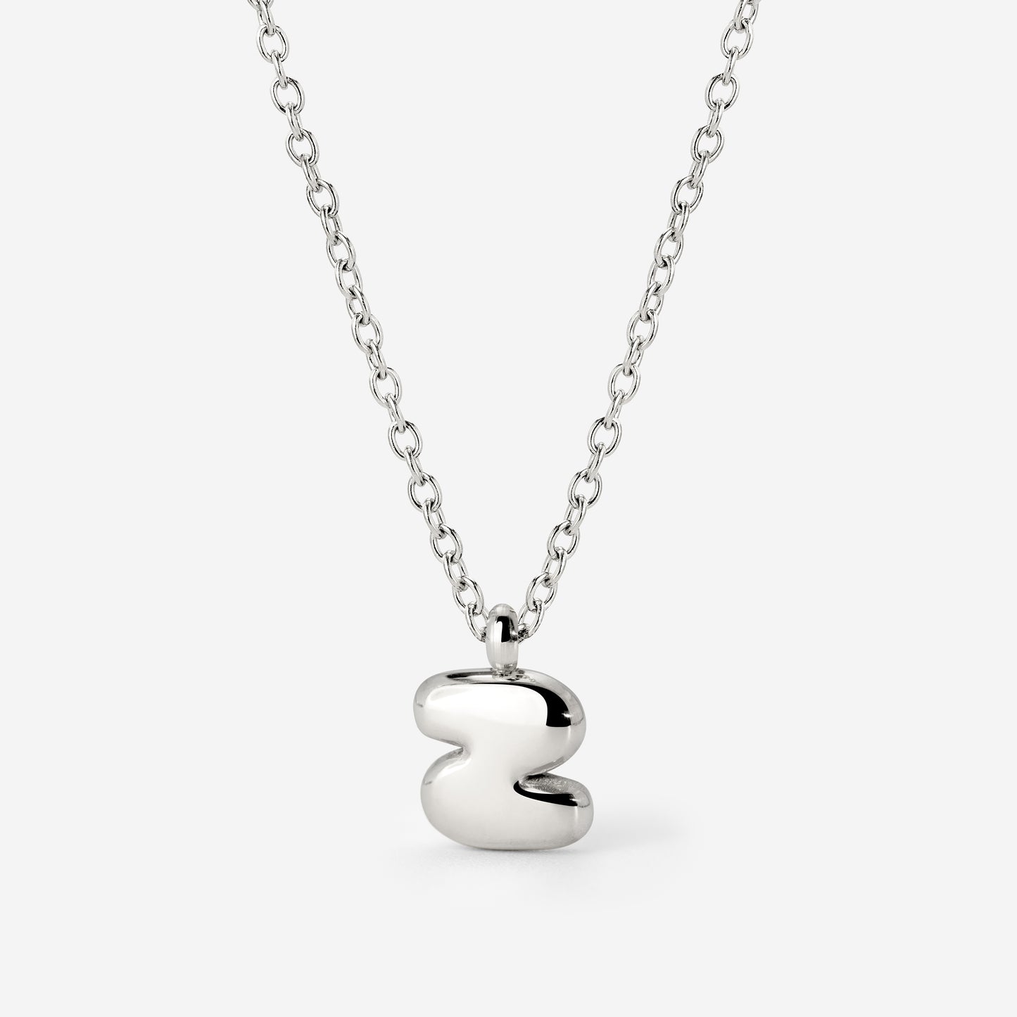 Bubble Letter Necklace Silver