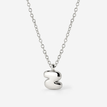 Bubble Letter Necklace Silver