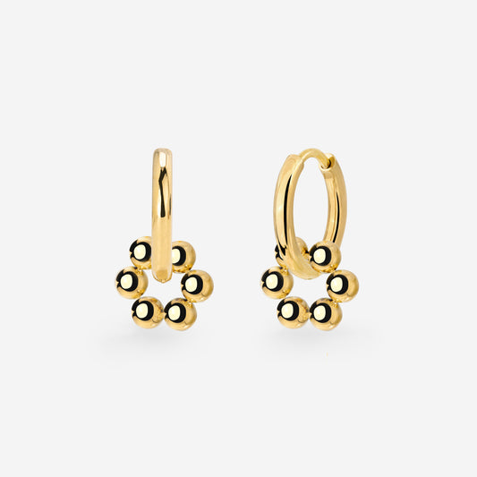 Bead Donut Hoop Set Small Gold