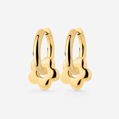 Chunky Bubble Flower Hoop Set Medium Gold