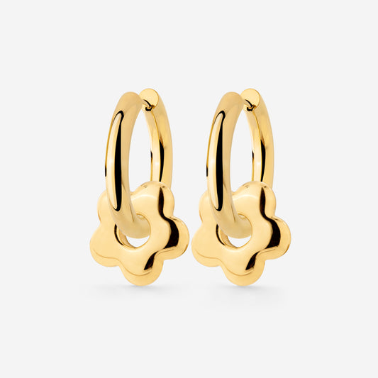 Chunky Bubble Flower Hoop Set Medium Gold
