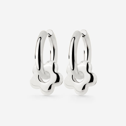Chunky Bubble Flower Hoop Set Medium Silver