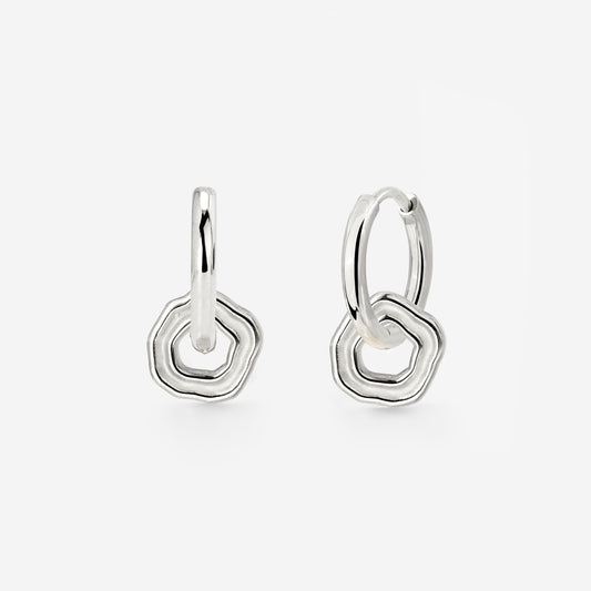 Coastal Charm Hoop Set Small Silver