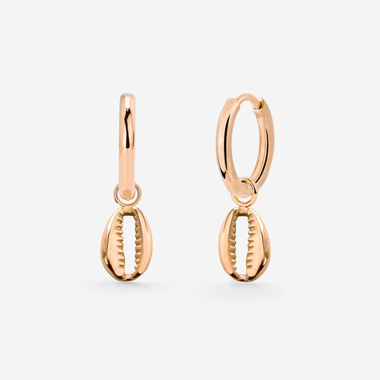 Cowrie Shell Hoop Set Small Rose Gold