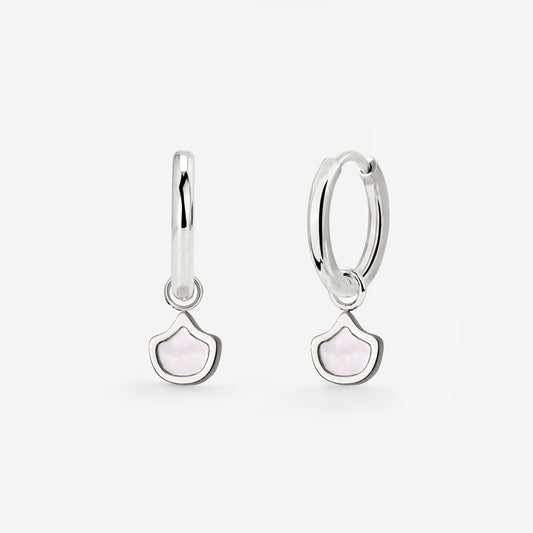 Fish Scale Hoop Set Small Silver