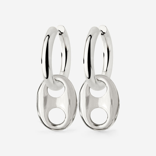Chunky Gem Find Hoop Set Medium Silver