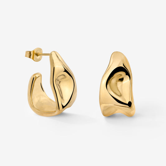Liquid Shape Studs Gold