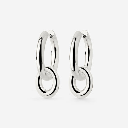 Chunky Oval Donut Hoop Set Medium Silver