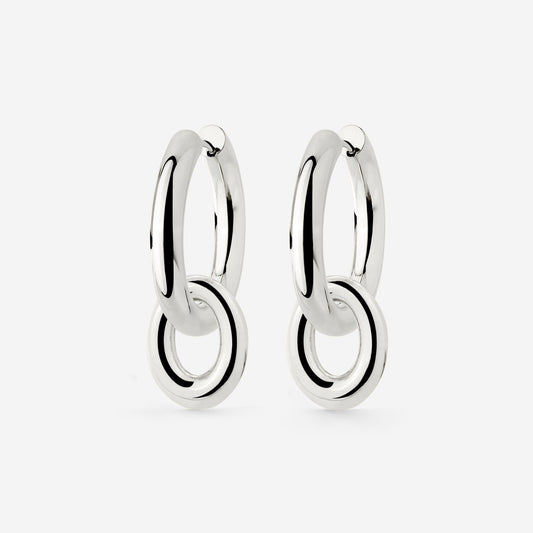Chunky Oval Donut Hoop Set Medium Silver