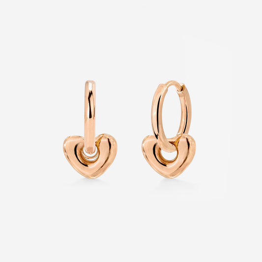 Phat Heart Hoop Set Small Rose Gold