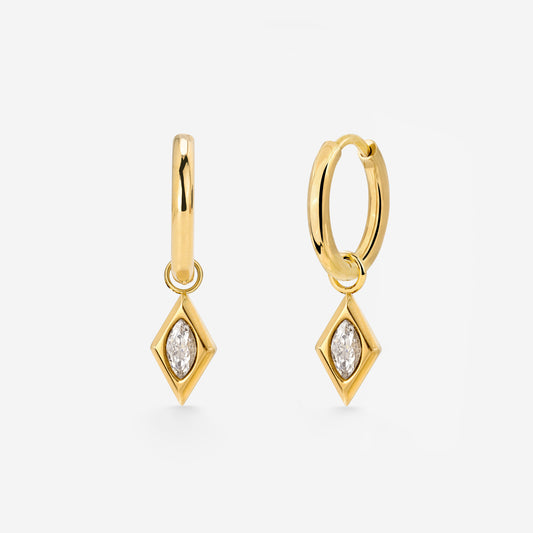 Sweet Diamond Hoop Set Small Gold
