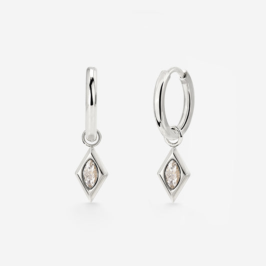 Sweet Diamond Hoop Set Small Silver