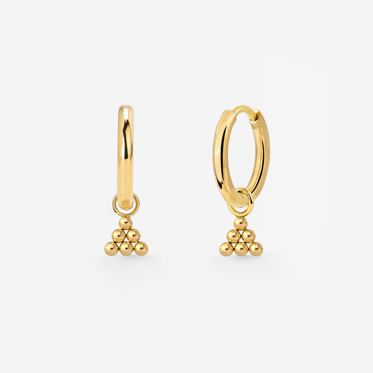Tiny Beads Hoop Set Small Gold