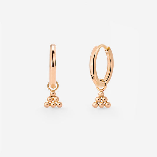 Tiny Beads Hoop Set Small Rose Gold