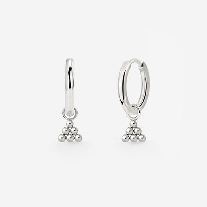 Tiny Beads Hoop Set Small Silver